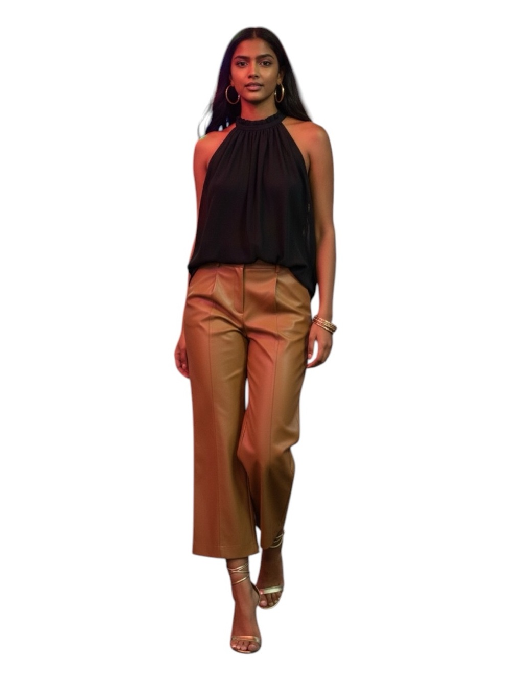1. STATE Black Chiffon Halter Top XXL Tie Back Sleeveless Blouse Flowy